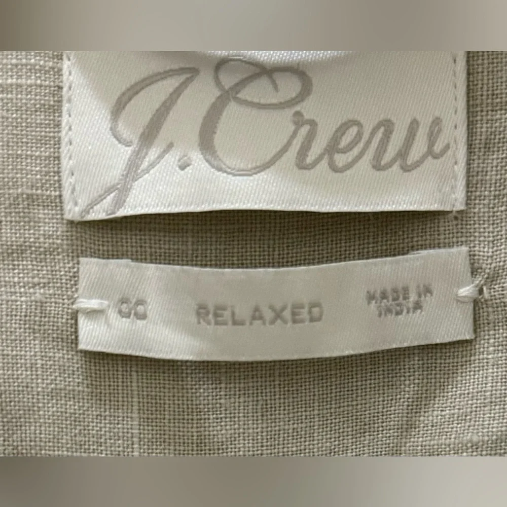 J.CREW 00 Baird McNutt 100% Irish Linen Beige White Ombre Button Front Blouse c1